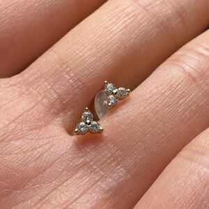 Elegant Gold and Silver Triple Gem Stud Earrings